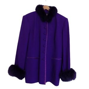 Vintage Roma Delana purple blazer with fur trim size 16